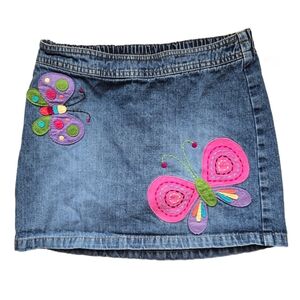 Vintage Y2K Talbots Kids applique colorful butterfly denim skort